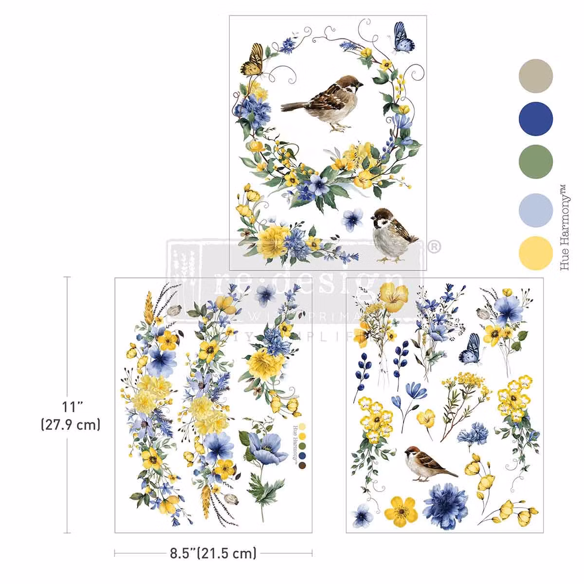 Re Design Décor Transfers®- Sunlit Aviary - A4 (3-pack)