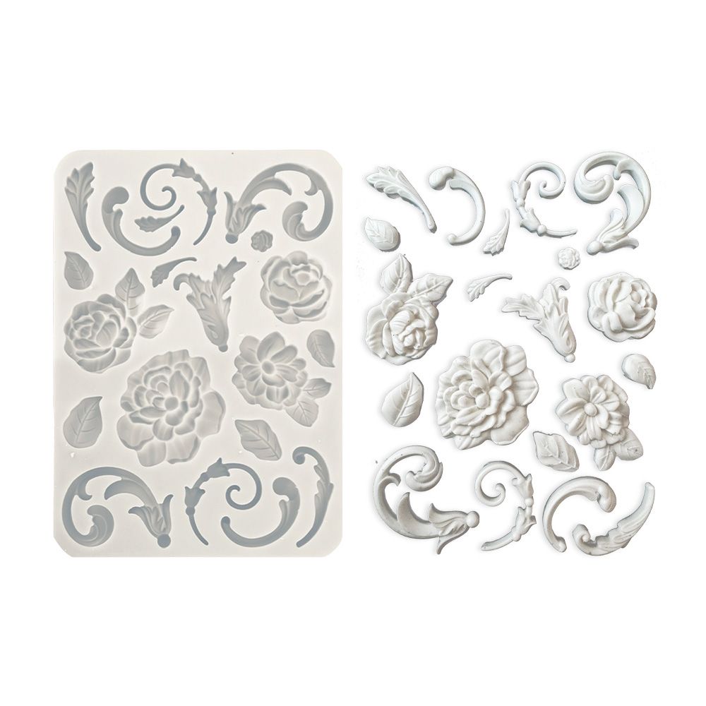 GJUTFORM - Stamperia Silikonform - FLOWERS & EMBELIHMENTS