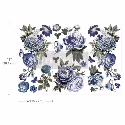 Design Décor Transfers® - Indigo Petals - LITEN ca 30x46cm