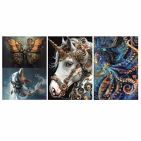 Re Design - A3 Decoupage Fiber Paper - Royal Blues 3-Pack á 30x42cm