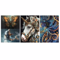 Re Design - A3 Decoupage Fiber Paper - Royal Blues 3-Pack á 30x42cm