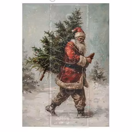 DECOUPAGEPAPPER - Re Design - A3 Decoupage Fiber Paper - Santa's Woodland Stroll