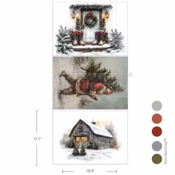 Re Design - A3 Decoupage Fiber Paper -  Santa's Woodland Stroll 3-Pack á 30x42cm