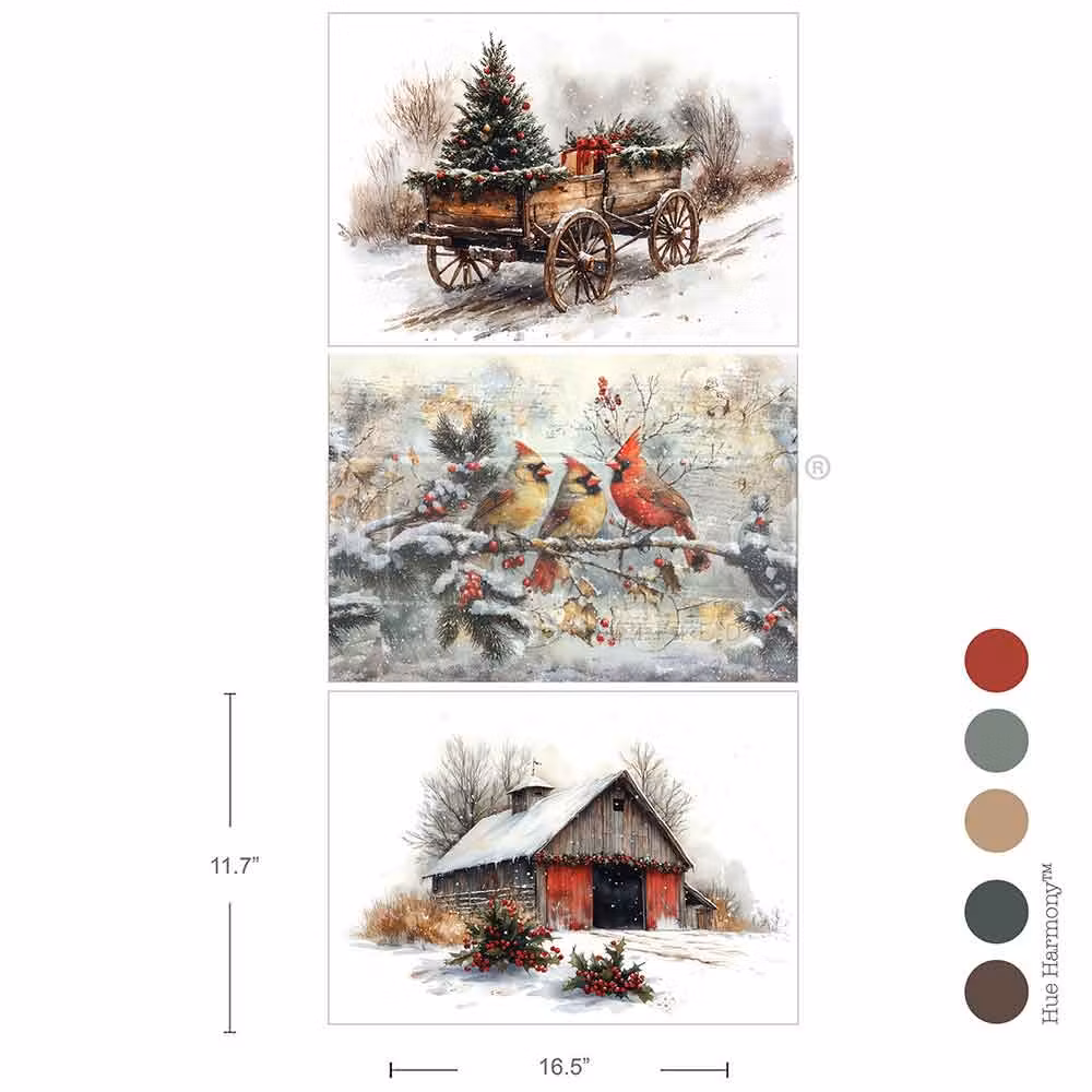 DECOUPAGEPAPPER - Re Design - A3 Decoupage Fiber Paper - Christmas in The Countryside