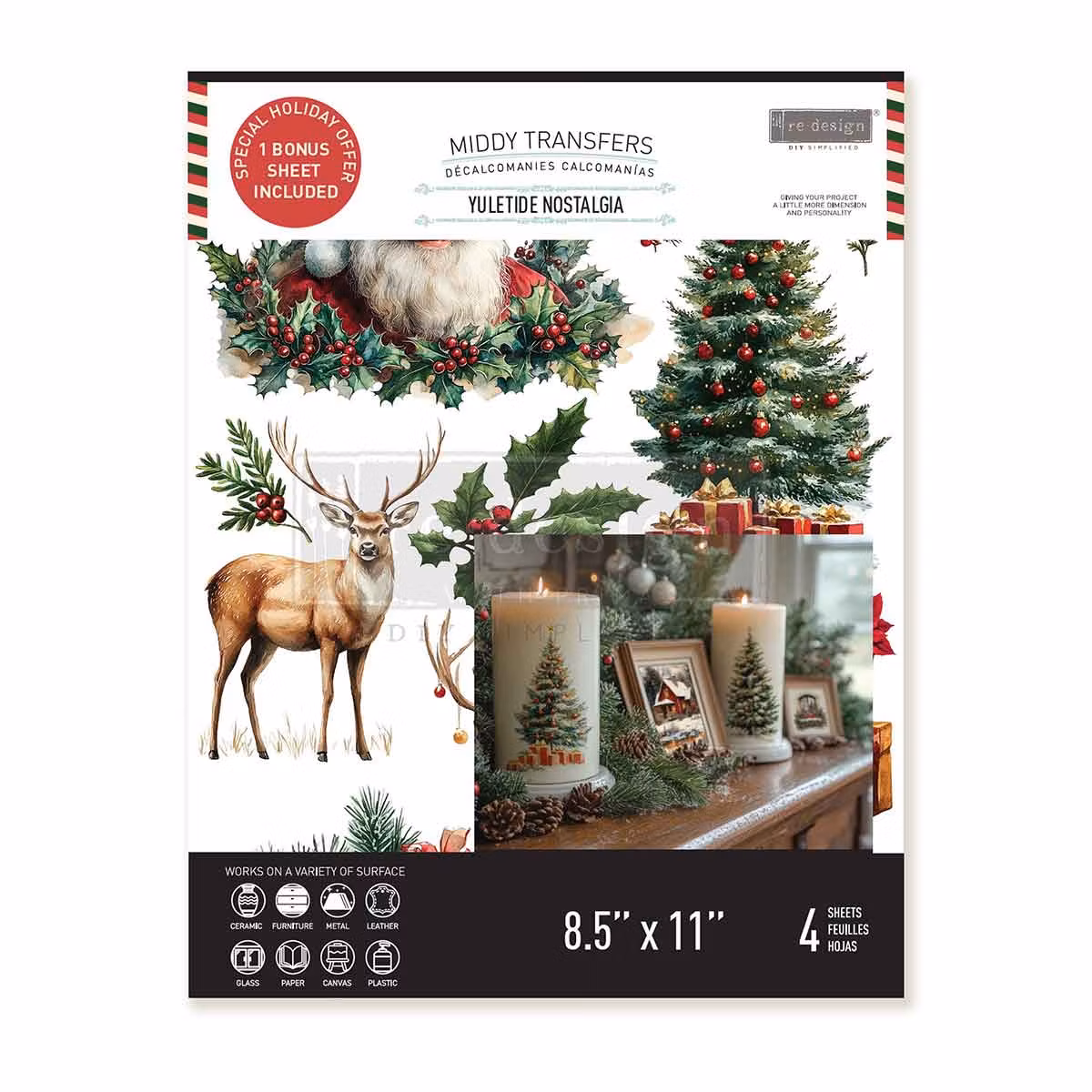 Re Design Décor Transfers®- Yuletide Nostalgia - A4 (4-pack)