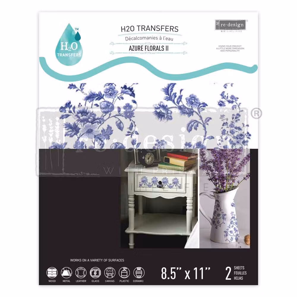TRANSFERMOTIV - Re Design Décor H2O Transfer -  Azure Florals II
