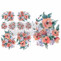 Re Design H2O Transfer - Brilliant Blooms - A4 ark - 2-pack