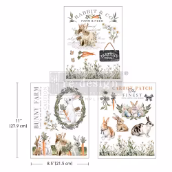 Re Design Décor Transfers®- Blossom Bunnies - A4 (3-pack)