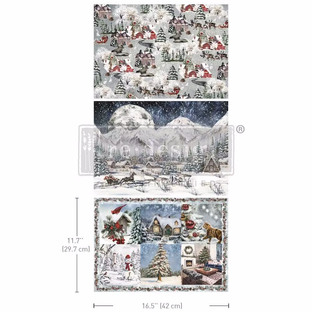 DECOUPAGE - Re Design - A3 Decoupagepapper - Snowfall Splendor