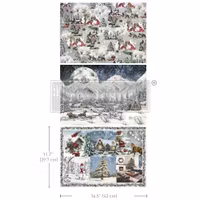 Re Design - A3 Decoupage Fiber Paper -  Snowfall Splendor 3-Pack á 30x42cm