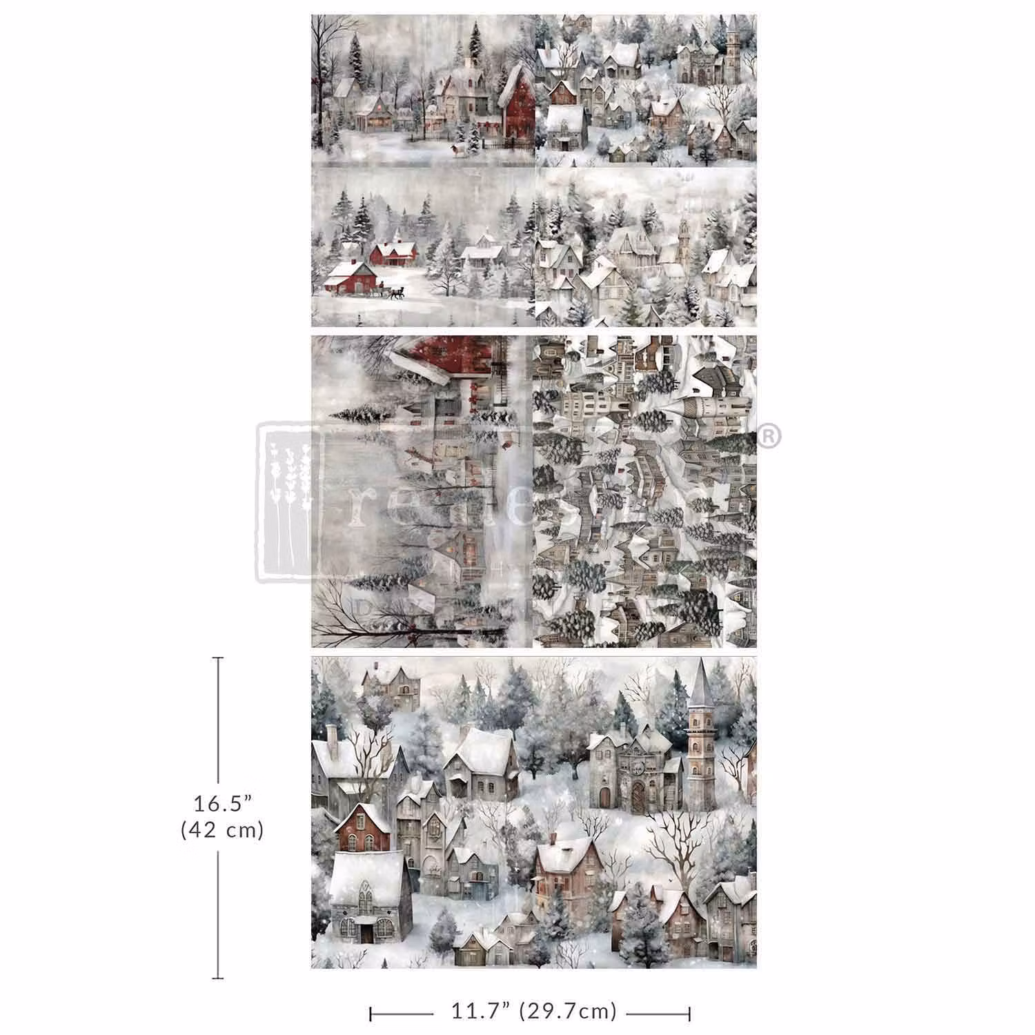 DECOUPAGE - Re Design - A3 Decoupagepapper - Silent Night Snow Village