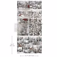 Re Design - A3 Decoupage Fiber Paper - Silent Night Snow Village 3-Pack á 30x42cm