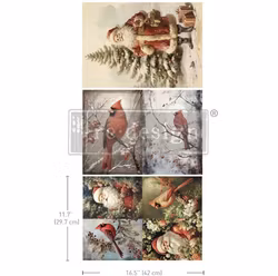 Re Design - A3 Decoupage Fiber Paper - Festive Cardinal 3-Pack á 30x42cm