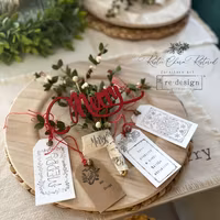 Re Design Dekorstämpel  - Merry & Bright Tags - A4 (ca 21x28cm)