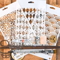 ReDesign Décor Stencils® - Decadent Walls - 3st Schablon​​​​​​​er á 15-23cm