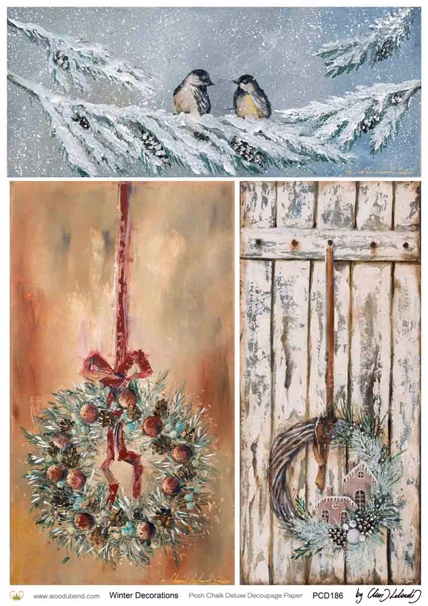DECOUPAGE - Posh Chalk - A3 Decoupagepapper - Winter Decorations
