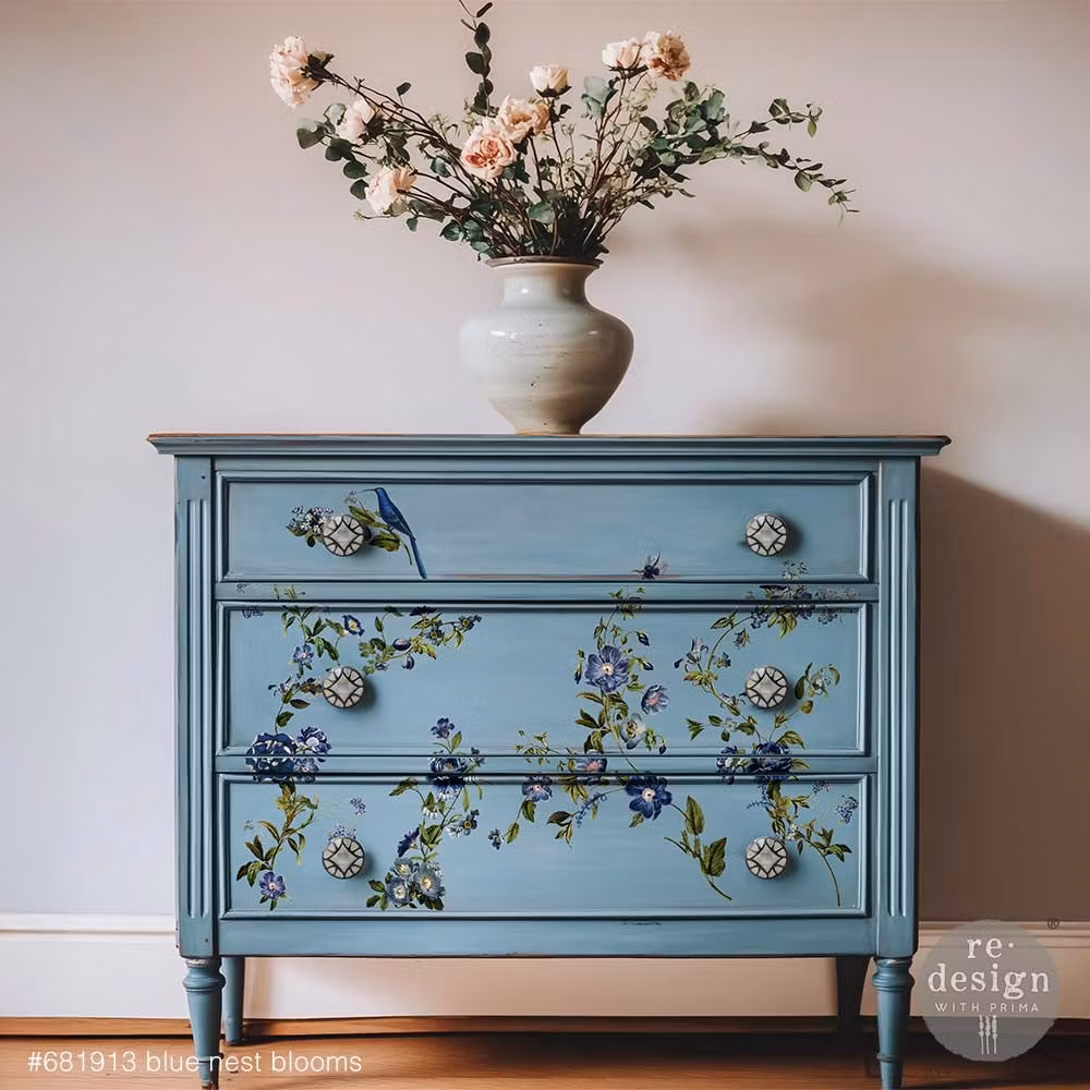 TRANSFERMOTIV - Re Design Décor Transfer - Blue Nest Blooms (3-pack)