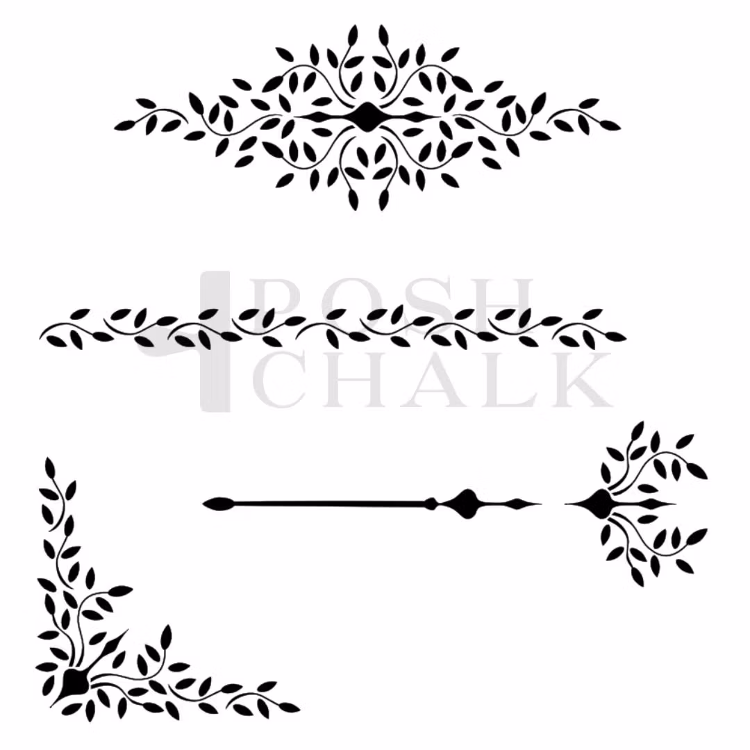 Posh Chalk® Schablon - Leafy Border (M) 29x30cm