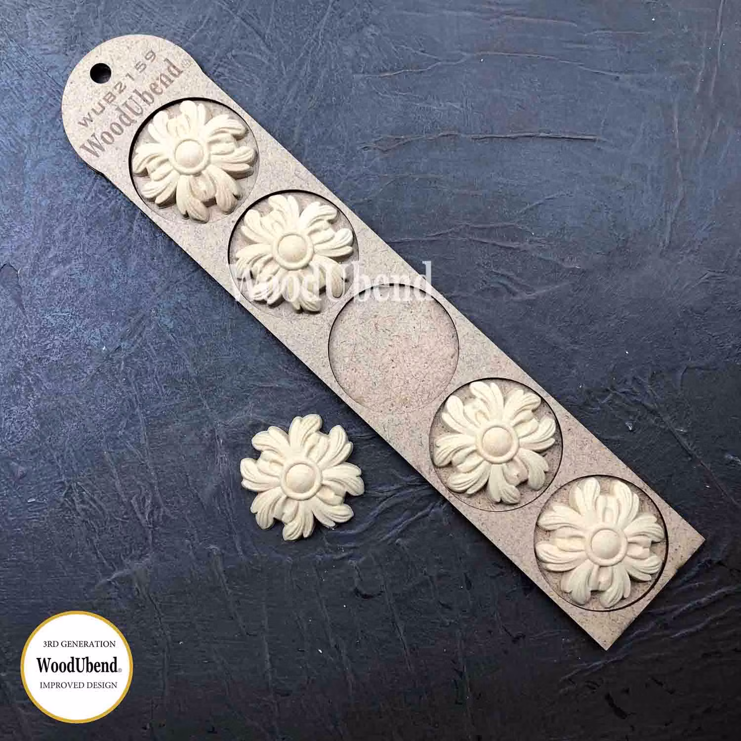 WoodUbend® Four Petal Flowers Ø 5cm WUB2159 (5-pack)