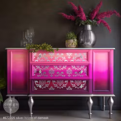 Re Design Décor Foil Transfers® - (Kacha) Silver House of Damask 46x61 cm