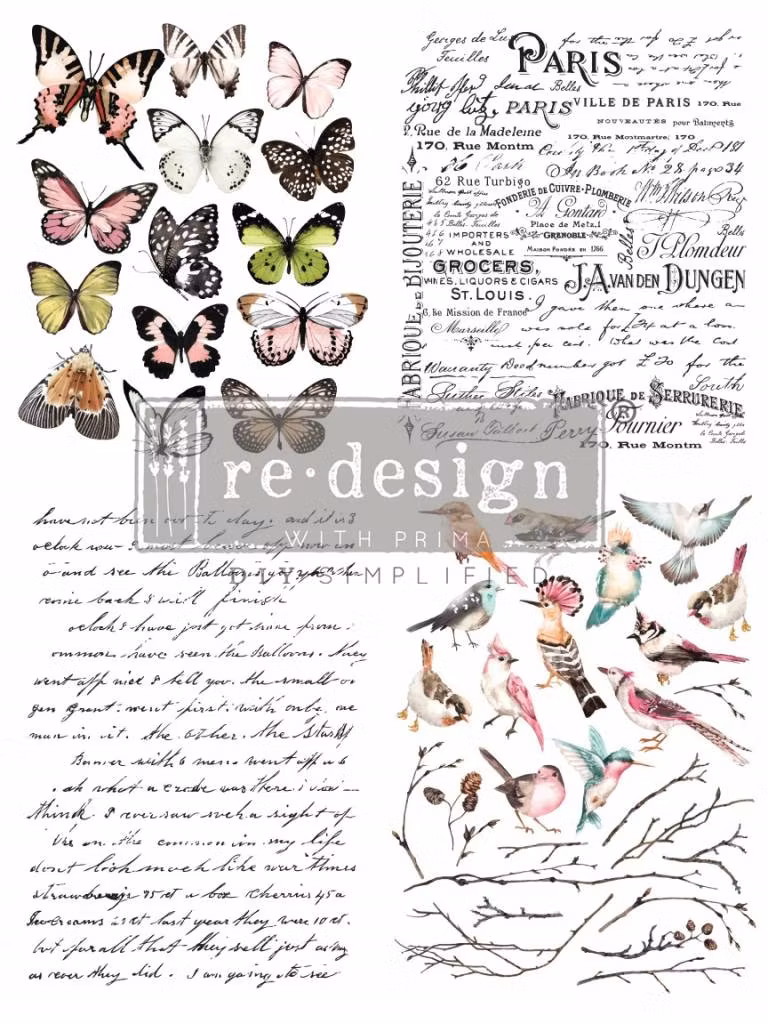 Re Design Décor Transfers® - Parisian Butterfles ca 61x89cm
