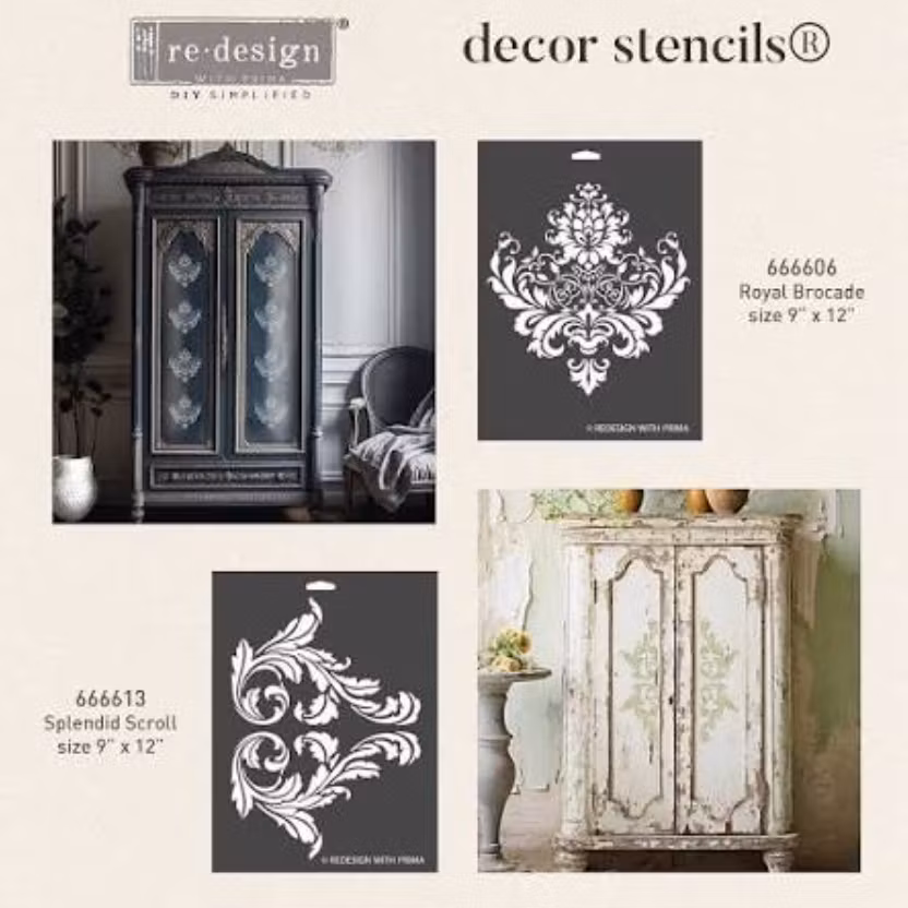 ReDesign Décor Stencils® - 3D Schablon​​​​​​​ - Splendid Scroll - (S) 23x30cm