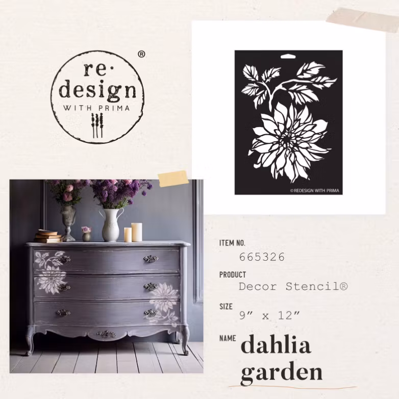 ReDesign Décor Stencils® - Schablon​​​​​​​ - Dahlia Garden - (S) 23x30cm