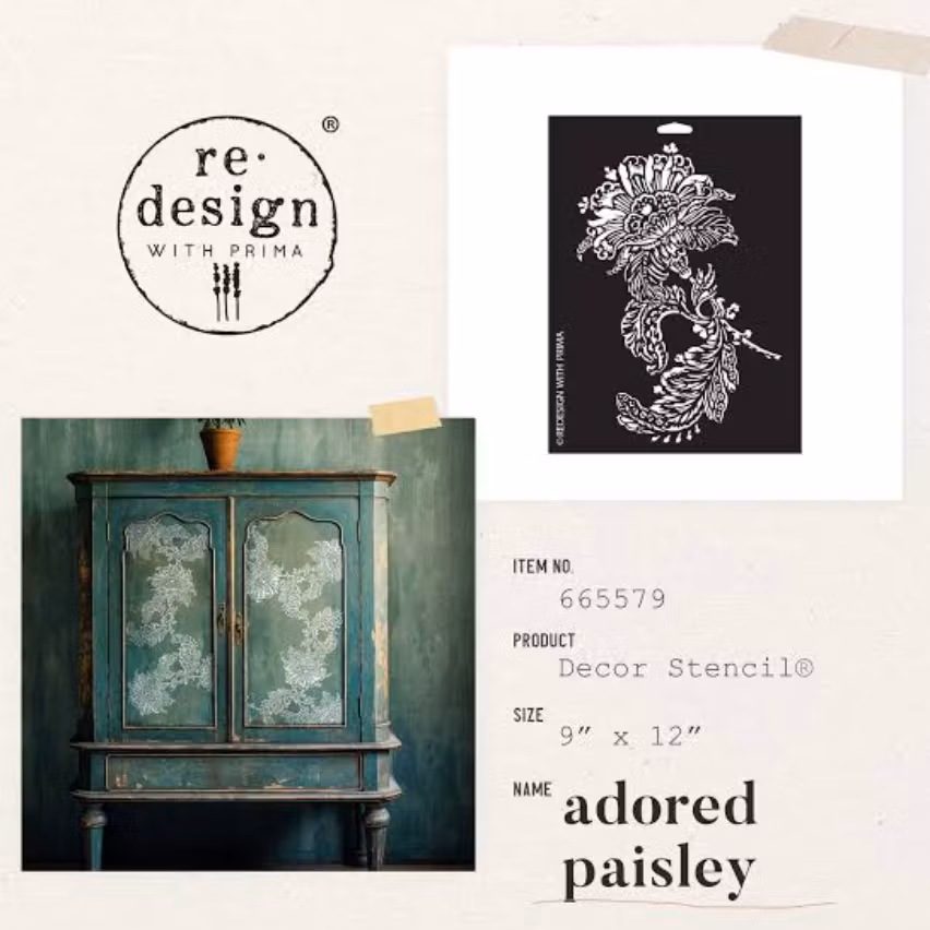 ReDesign Décor Stencils® - Schablon​​​​​​​ - Adored Paisley - (S) 23x30cm