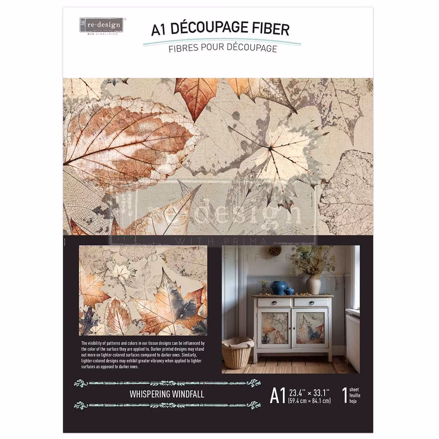 Re Design - A1 Decoupage Fiber Paper - Whispering Windfall 59x84cm
