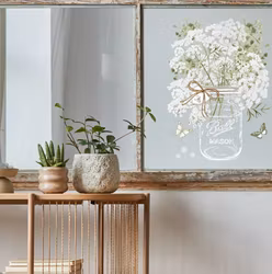 AMATXI - Dekortransfer - Queen Anne's Lace Mason Jar - A4 (1ark)