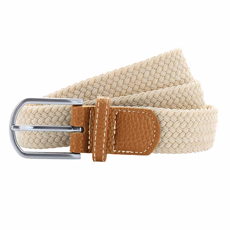 Beige flätat stretch bälte