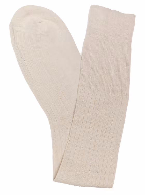 Lång strumpa ribbad beige