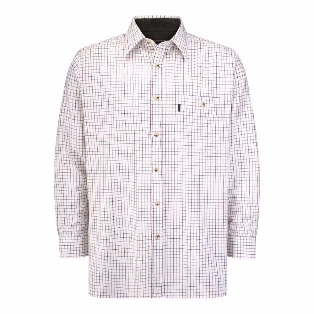 Rutig Tattersall Brocton skjorta Wine - Walker & Hawkes