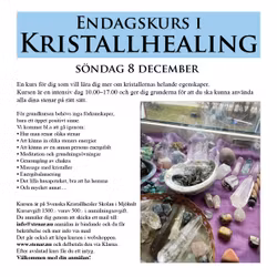Kristallhealing, grundkurs,en dag 7 december