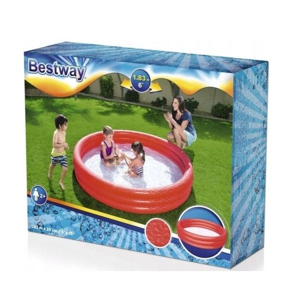 Pool med 3 ringar - Röd 480L