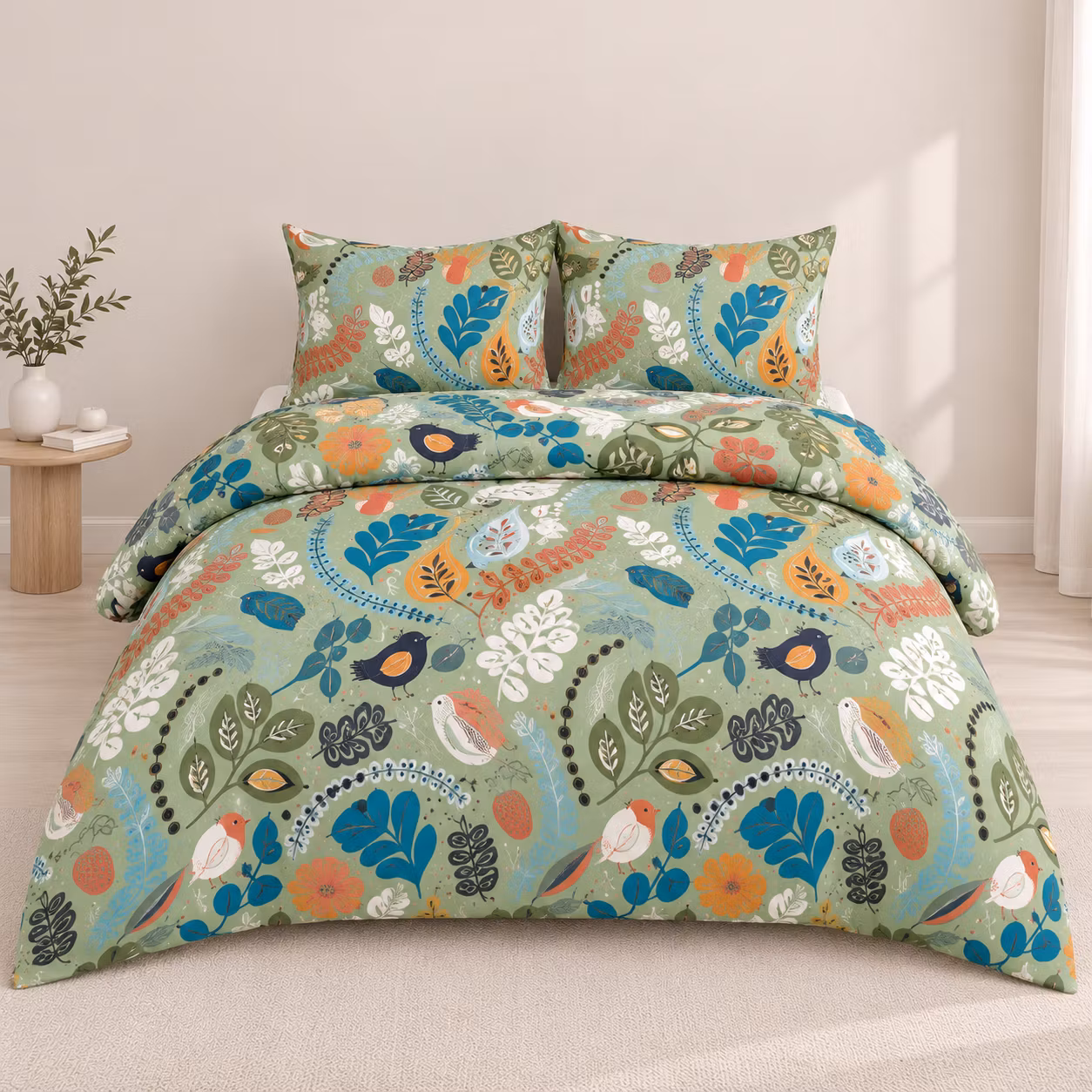 Bäddset Stormhagen Grön - 3-dels Kingsize - 100% Bomull/satin