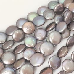 Blå violetta silverfärgade myntpärlor 12-13 mm