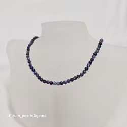 Halsband med 4 mm jeansblå dumorterit