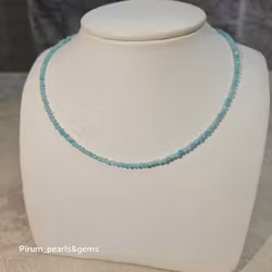 Halsband med fasettslipad 3 mm turkos amazonit