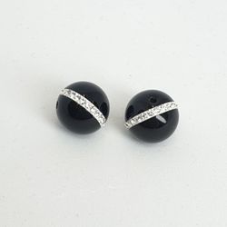 Onyx, blank, kula 8 mm med bling per par