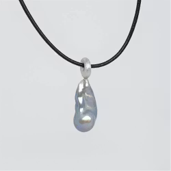 Stor blå barock pärldroppe 16x32 mm med ögla i silver