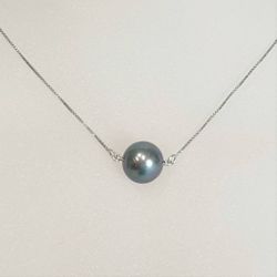 Stor sötvattenpärla 10 mm blå på kedja