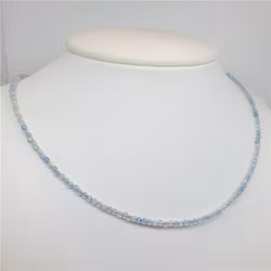 Halsband med fasettslipad 3mm akvamarin