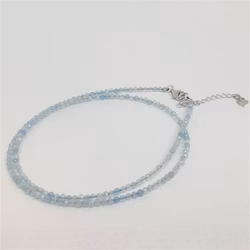 Halsband med fasettslipad 3mm akvamarin