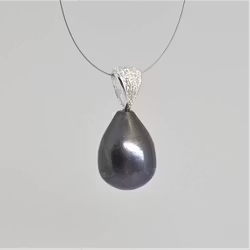 Pärldroppe 13x15 mm, blå med stor ögla i silver