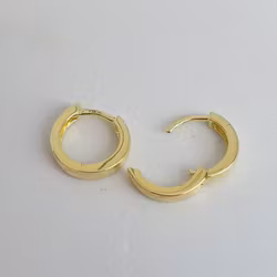 Creolring 12 mm borstad matt yta, kantig förgyllt silver