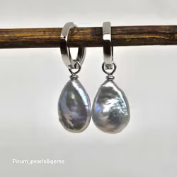 Silverfärgad 10x12 mm platt pärla på silverögla