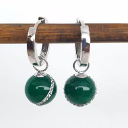Grön agat med cubic zircon på silverögla