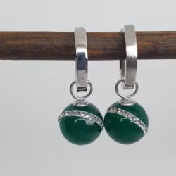 Grön agat med cubic zircon på silverögla