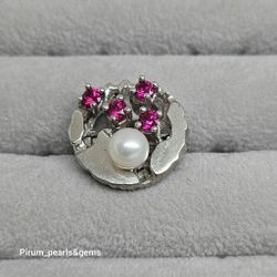 Pärlavkortare för pärlcollier med odlad pärla och rosa stenar